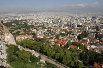 Aerial view over the city rooftops