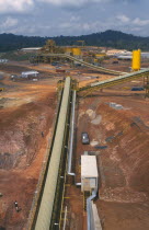 Elevated view over gold mine and machinery.