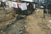 Village One  Mathare Valley.  Children living in squalid and dangerous slum area without sanitation.