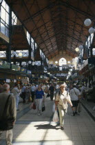 Busy interior of Central Market Hall.