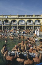 Szechenyi Furdo.  Chess players in thermal baths of spa.