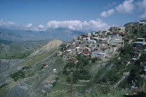 Former caravanserai or merchants inns on hillside.