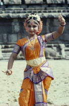 Woman performing the Bharata Natyam one of the oldest forms of Indian classical dance.