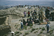 All Souls Festival.  Crowds in graveyard above La Paz.