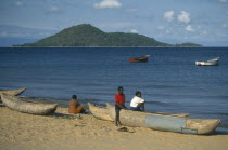 Cape Maclear.  Boys with fishing boats.
