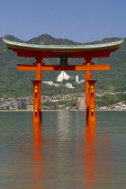View of the Great Torii gate which is the sea entrance to the Itsukushima Shrine
