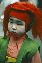 Portrait of child at Gion Matsuri Festival.