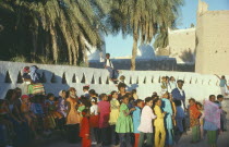 Mixed crowd in street.Ghadamis