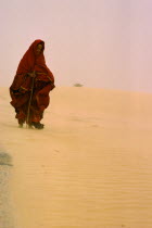 Woman in dust storm