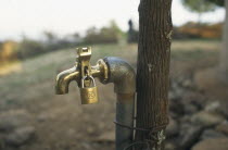 Water tap with padlock fixed to it in Baruyu Village school Kenya