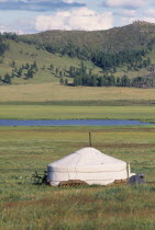 Ger or yurt beside lake