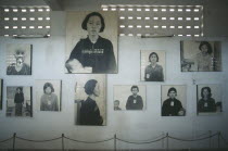 Tuol Sleng Museum.  Photographs of victims of the Khmer Rouge. genocide