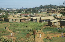 Uganda, Kampala, Looking across the poorer town outskirts. .