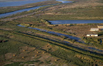Uzbekistan, Aral Sea, Amu Darya Delta, Aerial view over drying delta area.