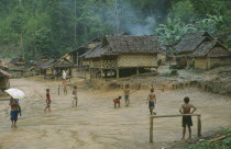Karen longneck tribespeople held in protected refugee zone near the Myanmar border. Burma