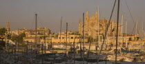 Palma de Mallorca  Panoramic view of The Cathedral across the port.MajorcaMediterraneanTravelTourismHolidaysYachtsPanorama