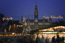 The Rathaus Christmas Market with lots of decorations.FestiveChristkindlesmarktRathausAdventYuletideTravelHoliday