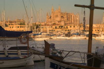 Palma de Mallorca  View of The Cathedral across the port.MajorcaHolidaysTourismTravelMediterranean