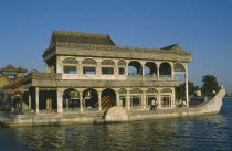 The Summer Palace.  The Marble Boat on Kunming Lake. Peking