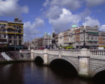 OConnell Street and Bridge with people walking acrossEire Republic