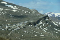Mountain landscape and village.