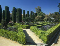 Alcazar de los Reyes Cristianos formal section of the gardens Andalusia Andalucia