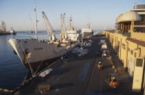 View over the Harbour wth freight ship in dock