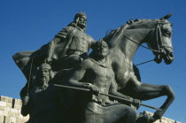 Equestrian statue of Saladin outside the Citadel walls.