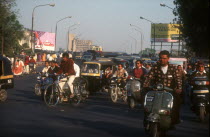 Congested traffic in heavily polluted city.