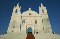 Church of St Thomas. Exterior view looking up steps toward facade