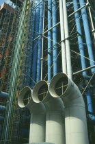 Exterior structural detail of the Pompidou Centre Beaubourg