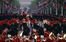 The Queen and Prince Phillip returning down The Mall with Guardsmen after Trooping The Colour CeremonyRoyalityColor European Shopping Centre Center Order Fellowship Guild Club