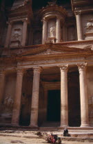 The Treasury entrance with camel sitting in foreground