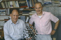 Professors David Walton and Harry Kroto with Buckminsterfullerene molymod structure
