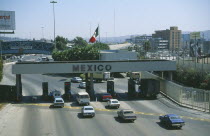 Border crossing check point into Mexico from the United States