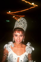 Contestent in Miss Puerto Rico beauty contest on San Juan Day.