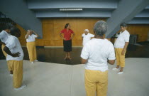 Group of patients excercising in a Psychiatric Institute
