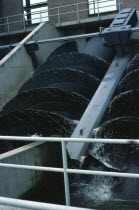 Environment, Water Treatment, Close up of an Archimedes Screw in Kinderdyke Pumping Station in Holland. 