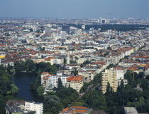View over central city area from the Funkturm radio tower