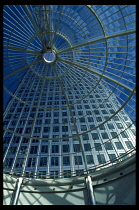 Canary Wharf. View looking up through atrium to Canada Tower