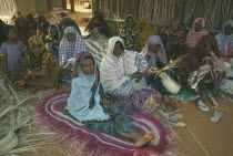 Women s group producing woven basketwork near Mandera.