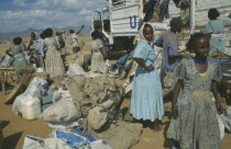 UN truck at camp for people displaced by the war with Ethiopia.Aidrefugee