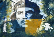 Cuba, Holguin, Mural of Che Guevara.