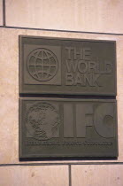 World Bank  International Finance Corporation plaque outside building headquarters.