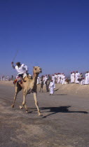 Participant in annual 50km camel race across the desert.