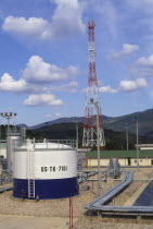 An oil processing facility.