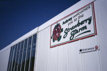 St Saviours  La Rue Des Issues. Strawberry Farm sign at main entrance.