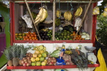 Fruit and vegetable market stall in Hugh Mulzac Square in Clifton