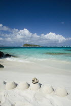 Sandcastles on the beach of Jamesby Island