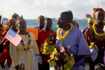 Preacher and Baptist congregation in Clifton at Easter morning harbourside service for those lost at sea